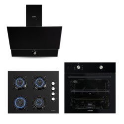 Kumtel Home Siyah Cam Ankastre Set