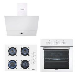 Kumtel Kristal Beyaz Cam Ankastre Set