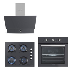 Kumtel Kristal Antrasit (Gri) Cam Ankastre Set