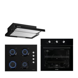 Kumtel Siyah Aspiratörlü Dizayn Ankastre Set