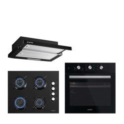 Kumtel Siyah Aspiratörlü Kristal Ankastre Set