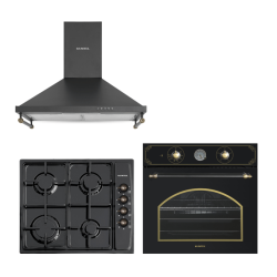 Kumtel Rustik Siyah Emaye Ankastre Set